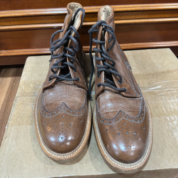 Gordon Rush made In Italy Tan/brown Wingtip Boots Men Size 7 - Picture 2 of 7